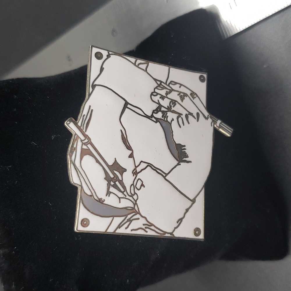 M.C. Escher by ACME Studios brooch pin "Hands"